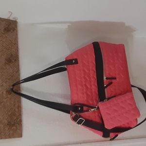 coral nylon handbag